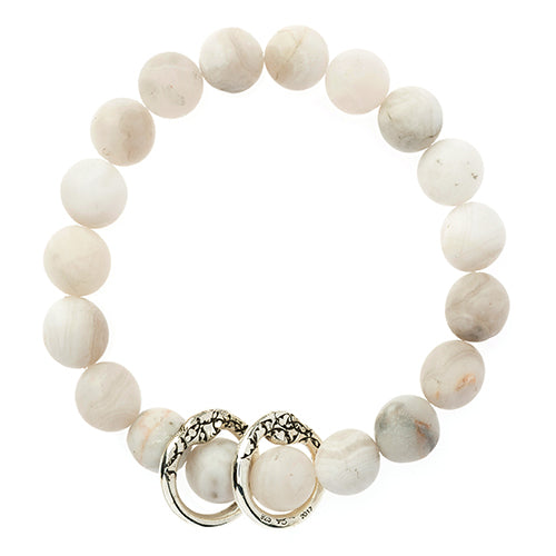 BB16SS-S |  MATTE AGATE STONE WITH TWO STERLING LOOPS