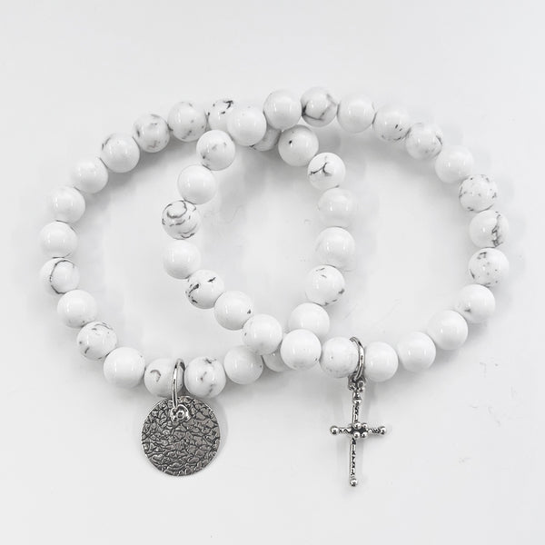 BB8-SS | SILVER CIRCLE OF HOPE OR CROSS BRACELET