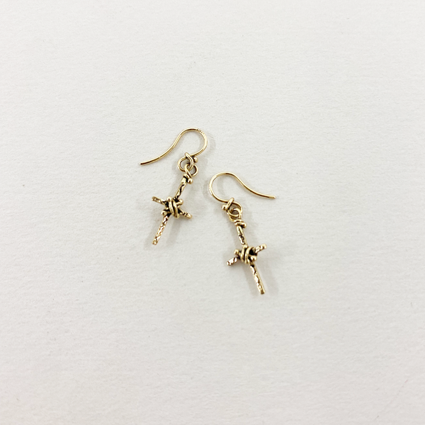 ECR32B GOLD | GOLD CROSS EARRINGS