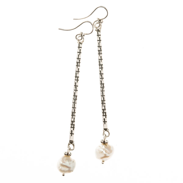 ES22B-PL | STERLING PEARL AND STICK EARRINGS